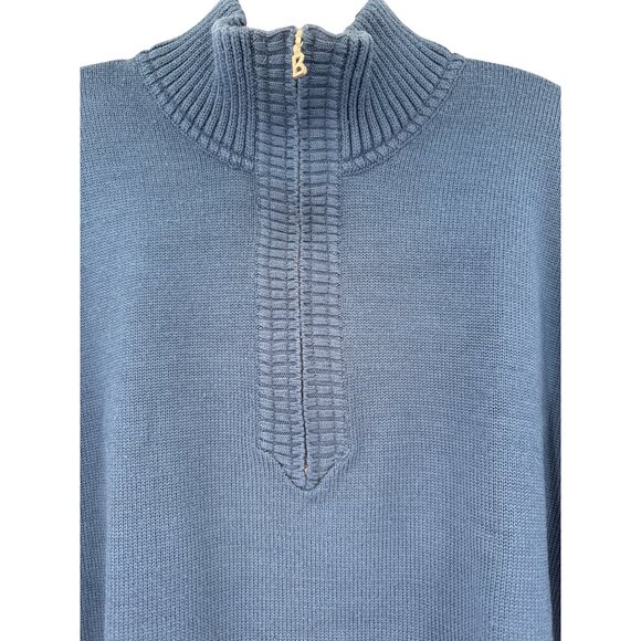 Bogner Blue Wool Blend Half-Zip Sweater M Made In Hong Kong - Picture 2 of 7